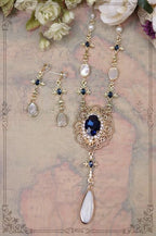 Classic Lolita Necklace & Earrings, Artificial Pearl Rhinestone - image 1
