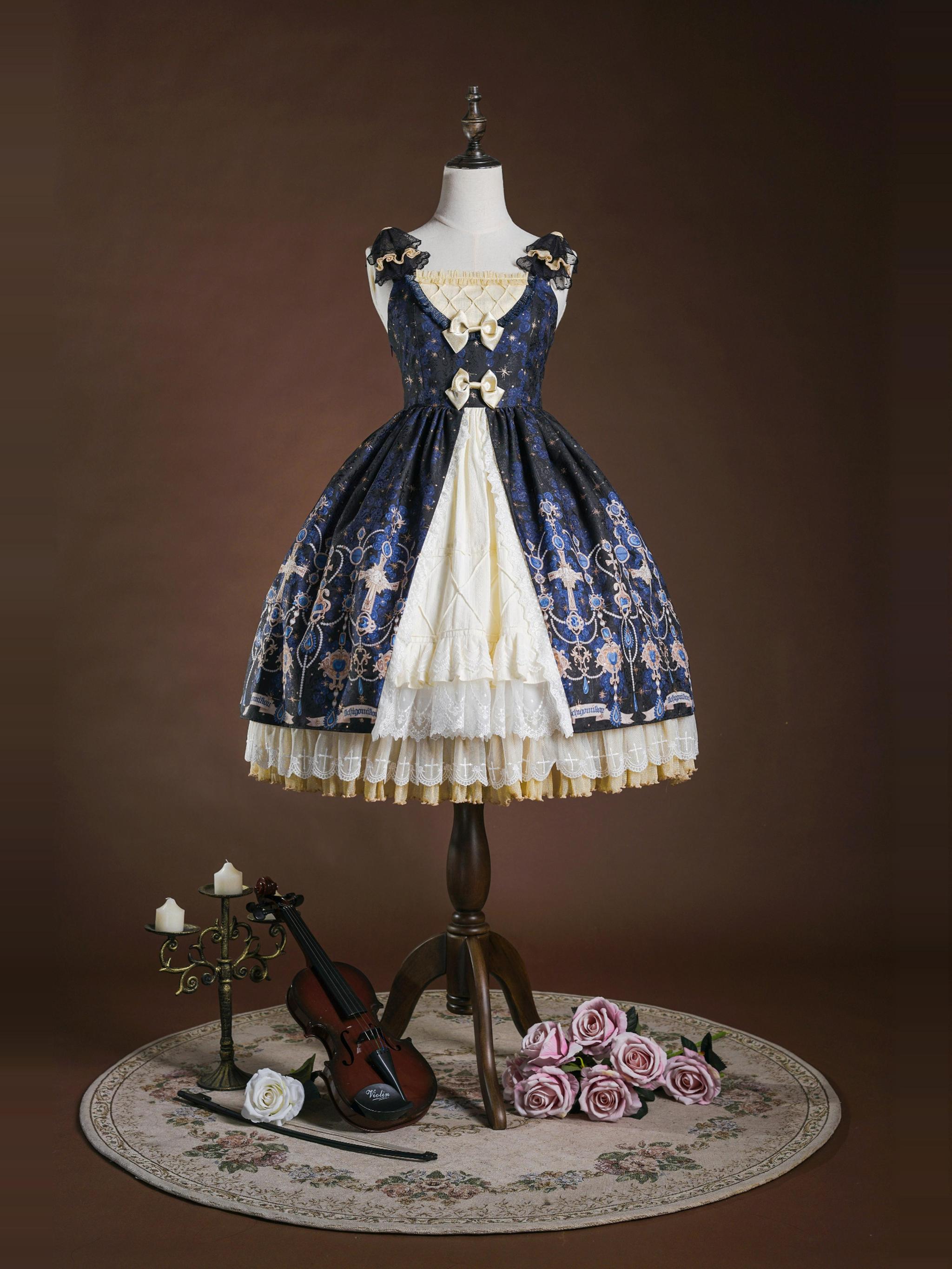 Classic Lolita JSK Suit Gold Foil Stamping Lolita Dress - image 2