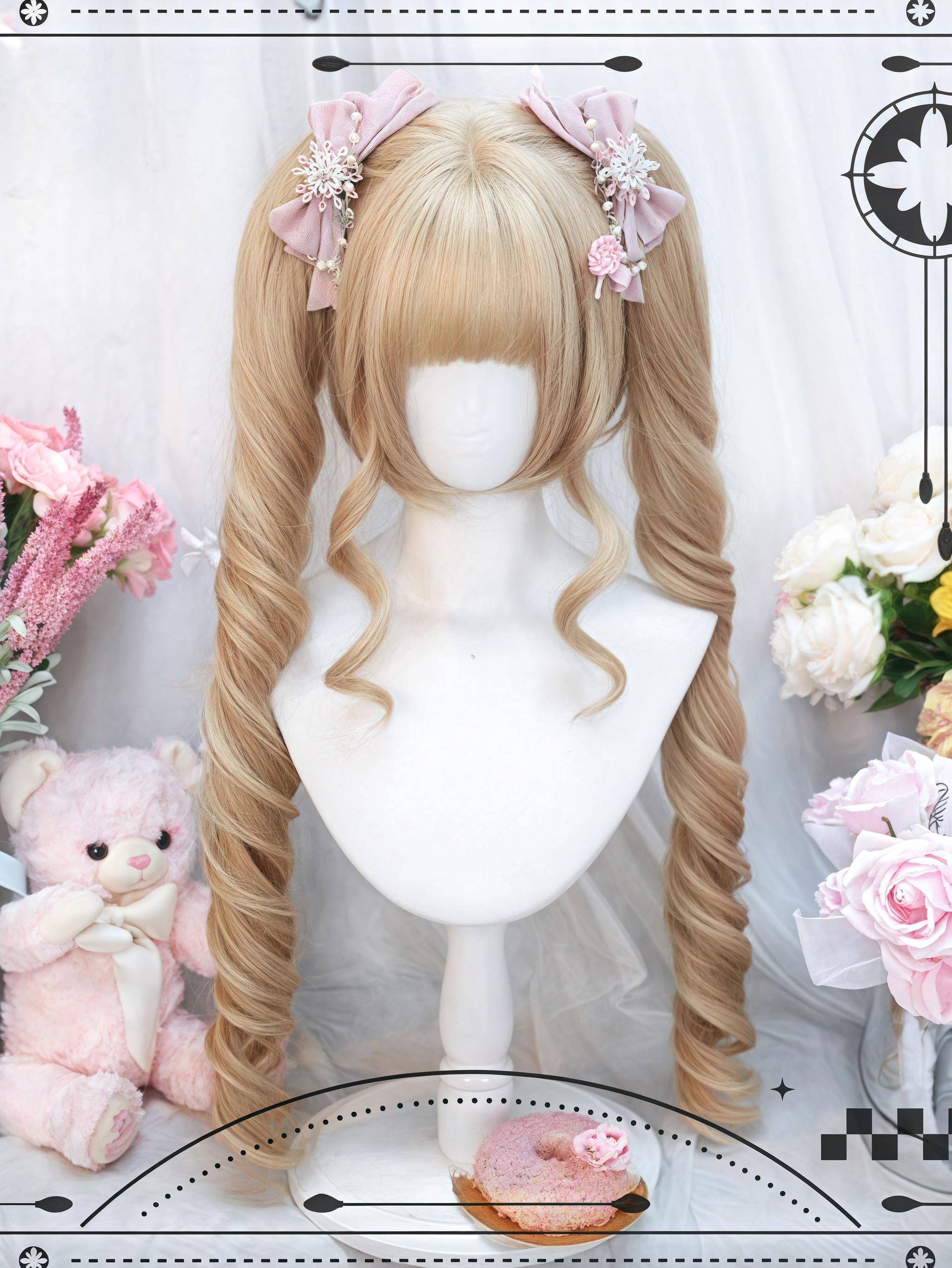 Daily Lolita Wig with Roman Roll Twins Tails Multi Color - image 1