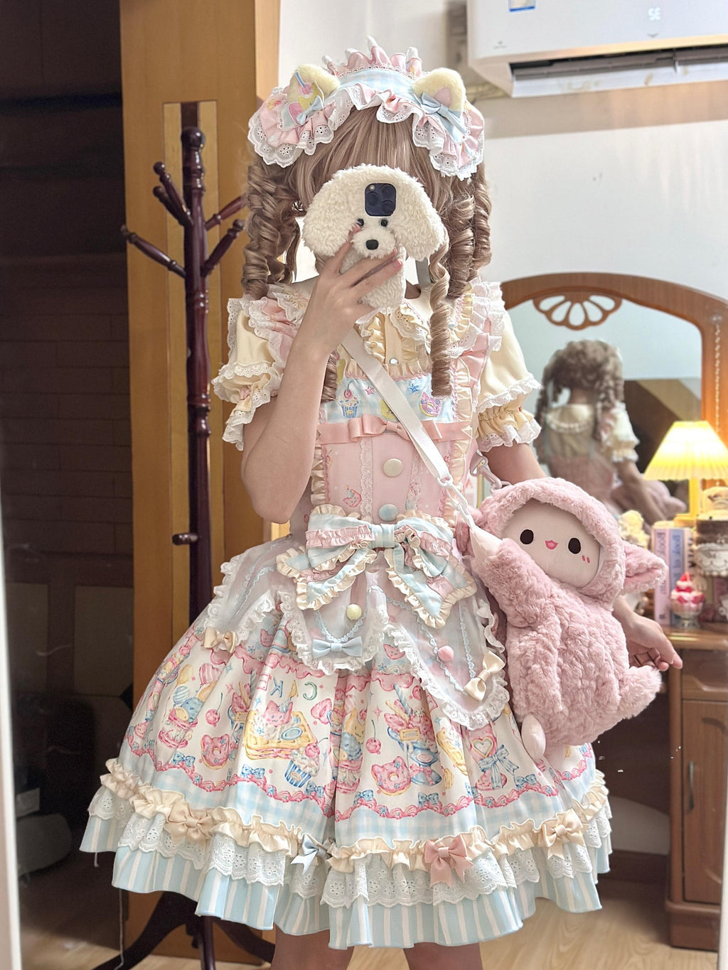 Sweet Cat Fruit Candy - Sweet Lolita Dessert Printed JSK Dress, Bows & Ruffles and Accessories - image 1