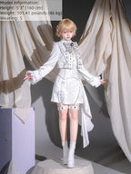Silver Covenant - White Ouji Lolita Embroidery Coat and Shorts Set with Cross - image 5