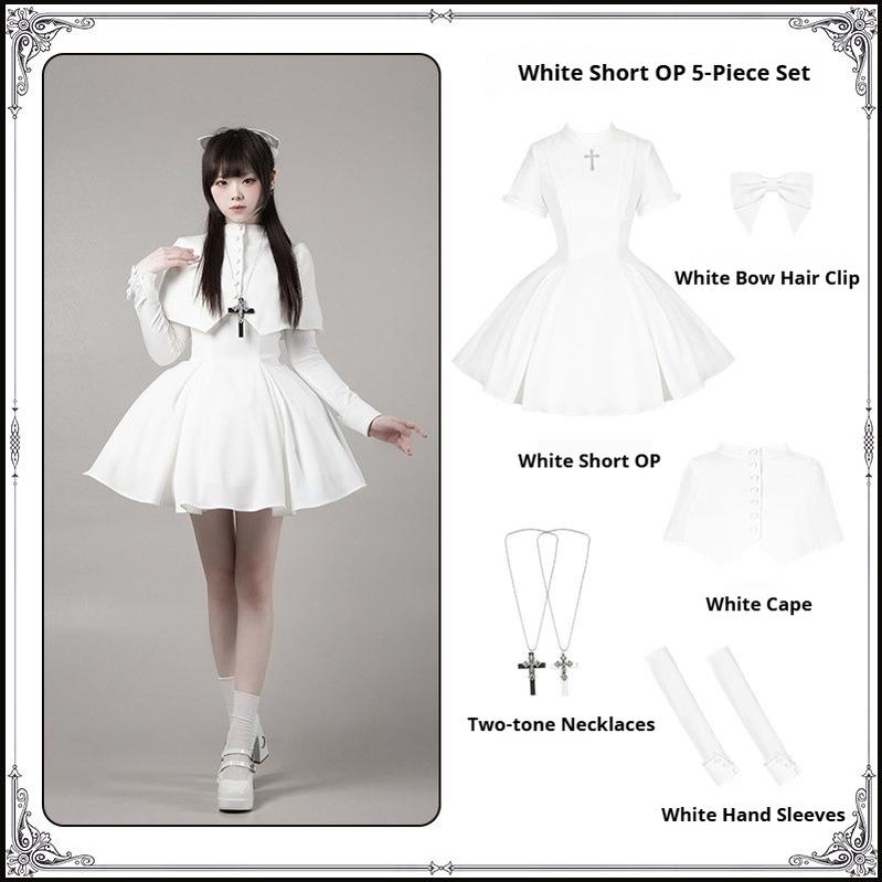 Nihil - Gothic Nun Lolita OP Dress, Irregular Hem Cape and Accessories - image 61