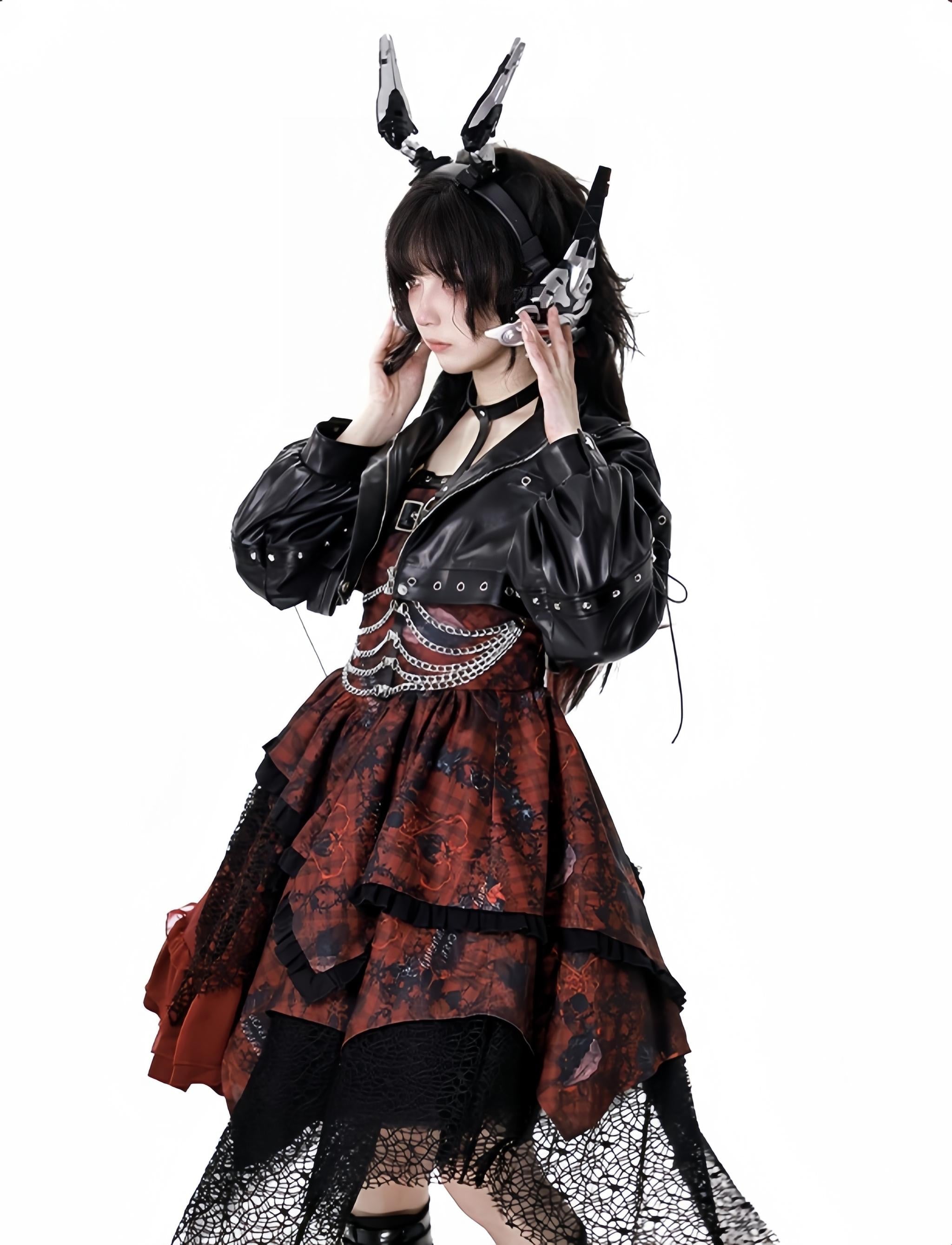 Bleeding Strawberry - Gothic Lolita JSK Dress with Jacket and Rib Chain Accessory - image 24