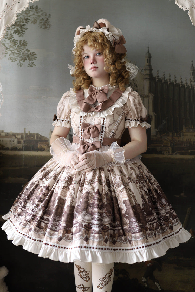 Teddy Bear Party - Daily Sweet Lolita Short-Sleeve OP Dress - image 2