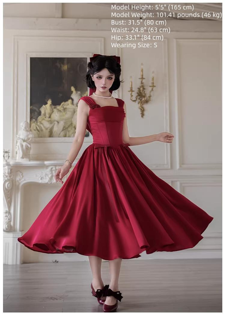 For Beloved - Classic Lolita Satin JSK Dress Set, Fishbone Waist - image 8