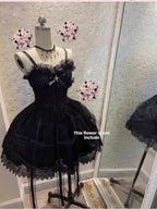 Rose Cage - Gothic Lolita Black Suspender Dress - image 11
