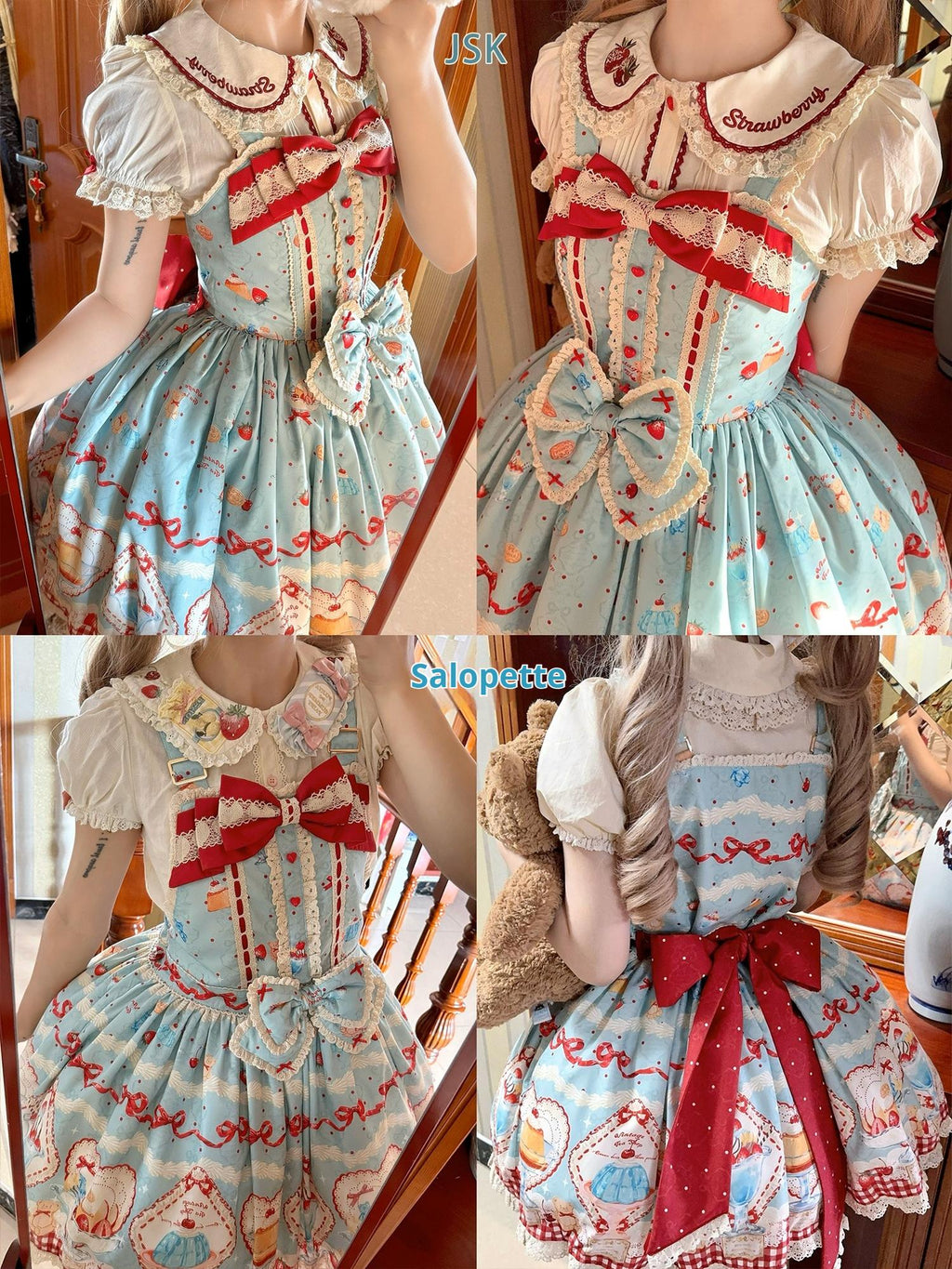 Showa Dessert Showcase - Kawaii Lolita JSK/Salopette Dress Suit, Pudding-Inspired - image 30