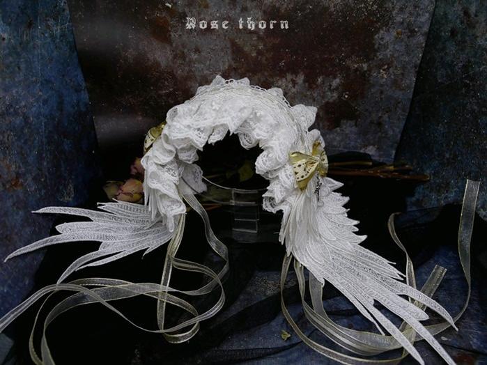Rose Thorn Angel Wings Embroidered Elegant Lolita Headband - image 9