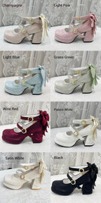 Dreamlike Lily of the Valley - Classic Lolita Platform Shoes with Back Large Bow - image 25