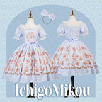Rose Garden Bunny - Daily Lolita Rose Bunny Printing OP JSK Dress Set - image 23