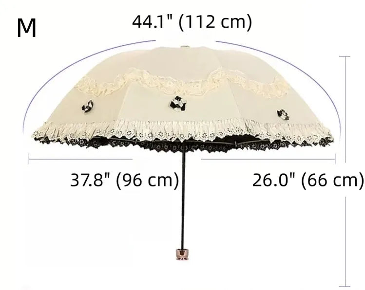 Foldable Lolita Parasol, Floral and Embroidery Detail - image 13