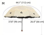 Foldable Lolita Parasol, Floral and Embroidery Detail - image 13