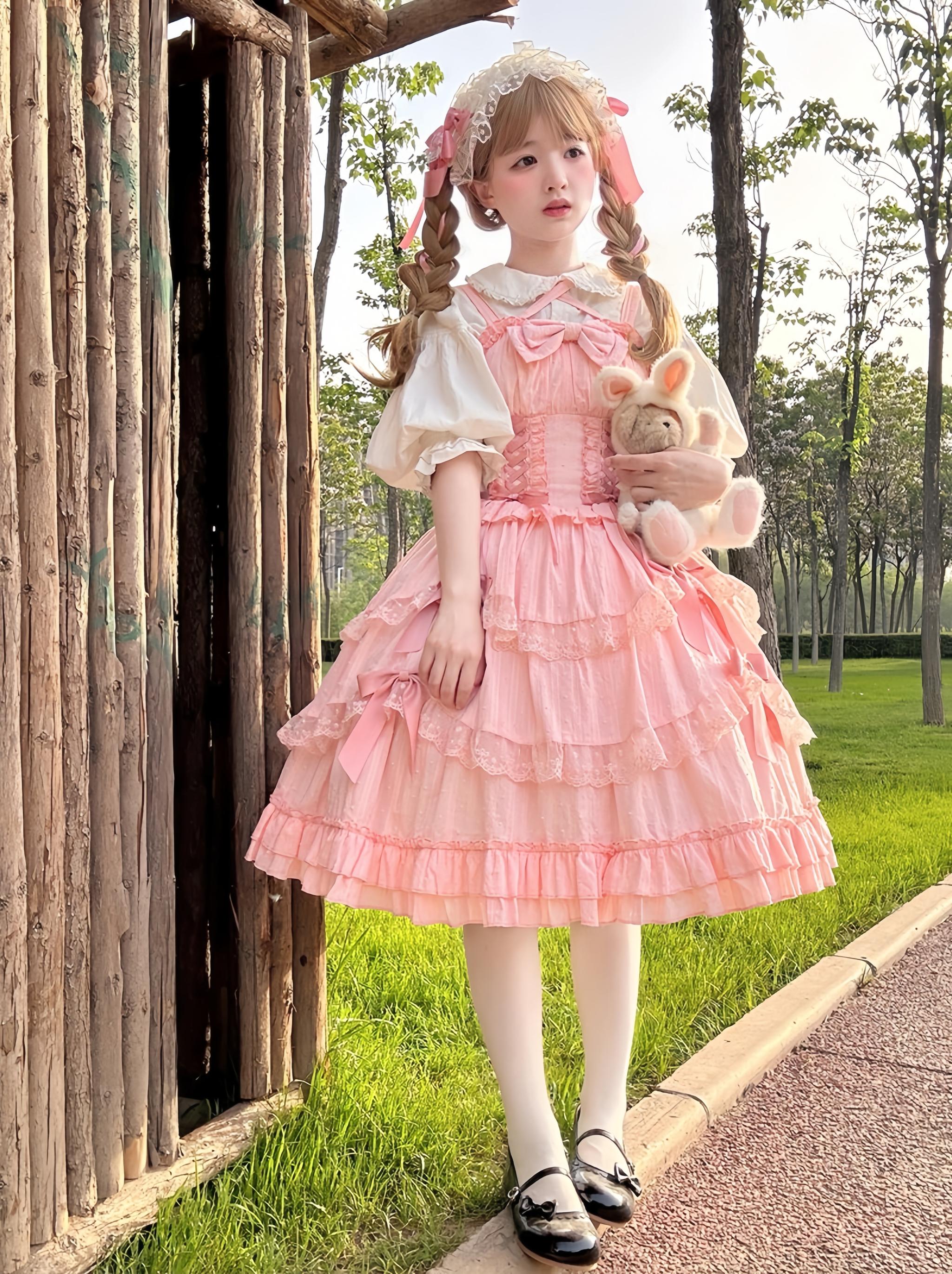 Miss Pearl - Halter Neck Sweet Lolita JSK Dress, Tiered Skirt - image 2