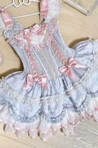Triple-Layered Ruffled Bow Lace-Up Slim Ballet Sweet Lolita Dress - image 15