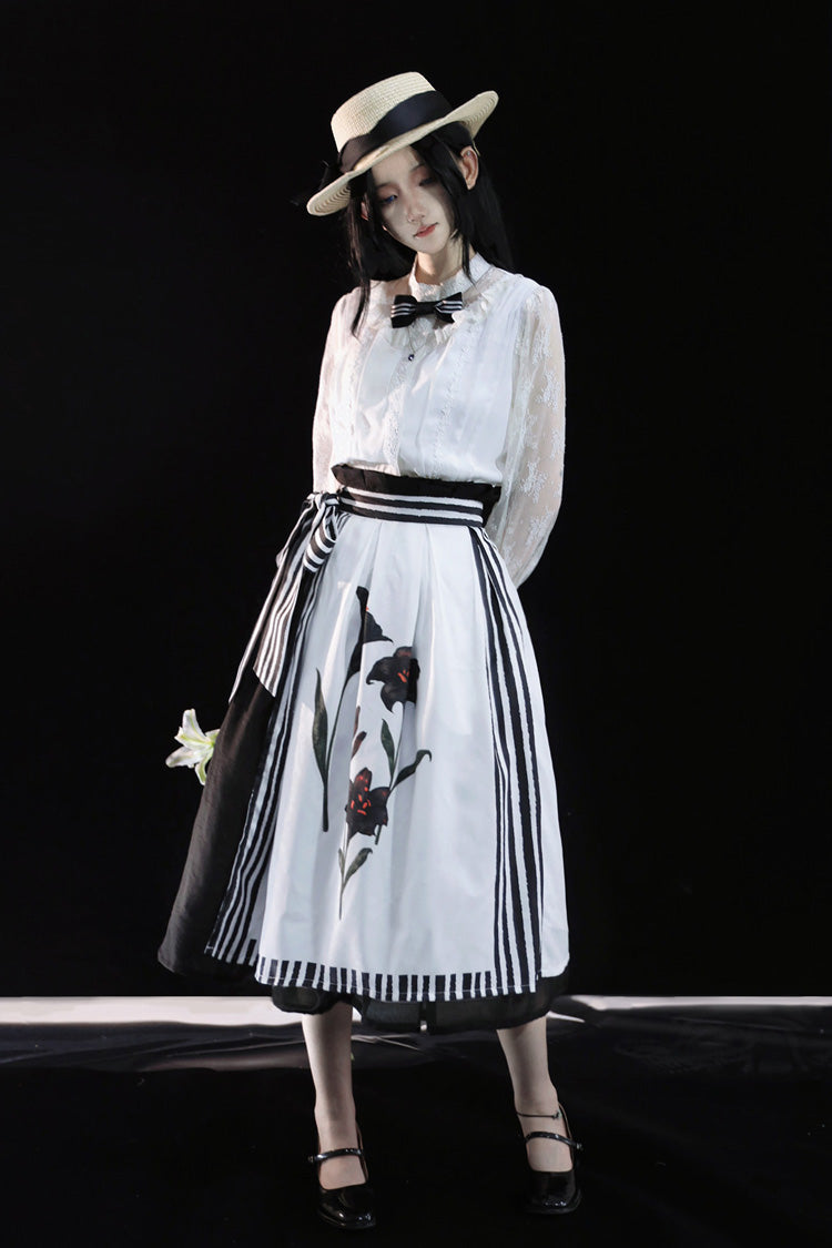 Lily - Printed & Embroidered Gothic Lolita Skirt - image 1