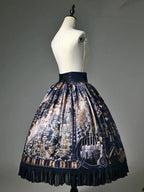 Dark Blue Chess-Print Corset-Waist Lolita Skirt - image 8