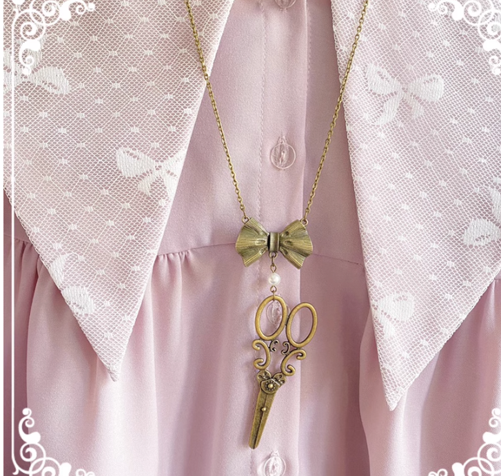 Vintage Lolita Bow-Scissors Shaped Necklace - image 6