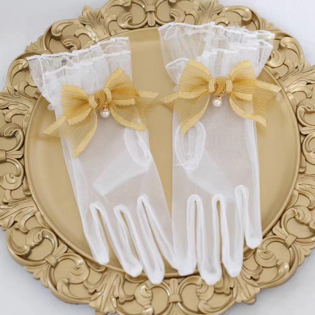 Elegant Lolita Bow Gloves, Retro Lace Glove - image 10