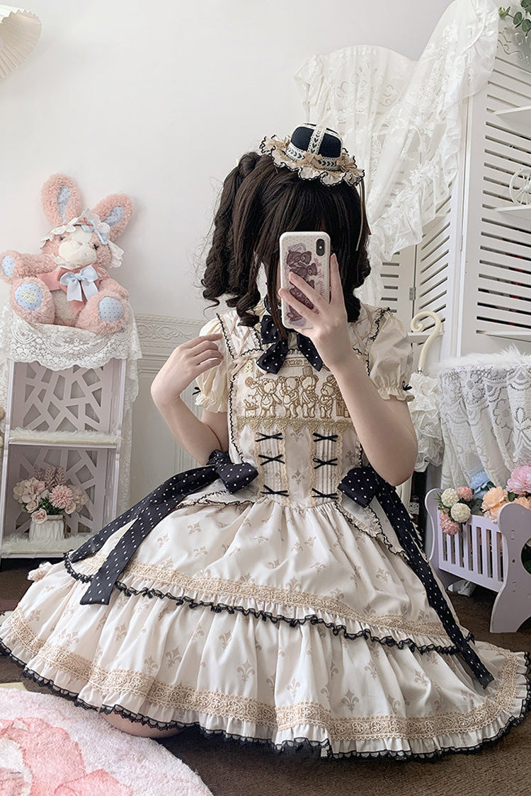 Bear’s Holiday - Sleeveless Double-Layered Ruffled Embroidered Bow Sweet Lolita JSK Dress - image 5