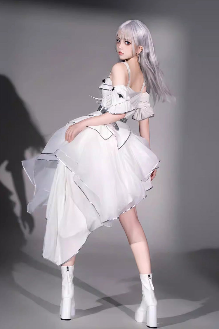Silver Wings - Futuristic Punk Lolita JSK Dress Set - image 4
