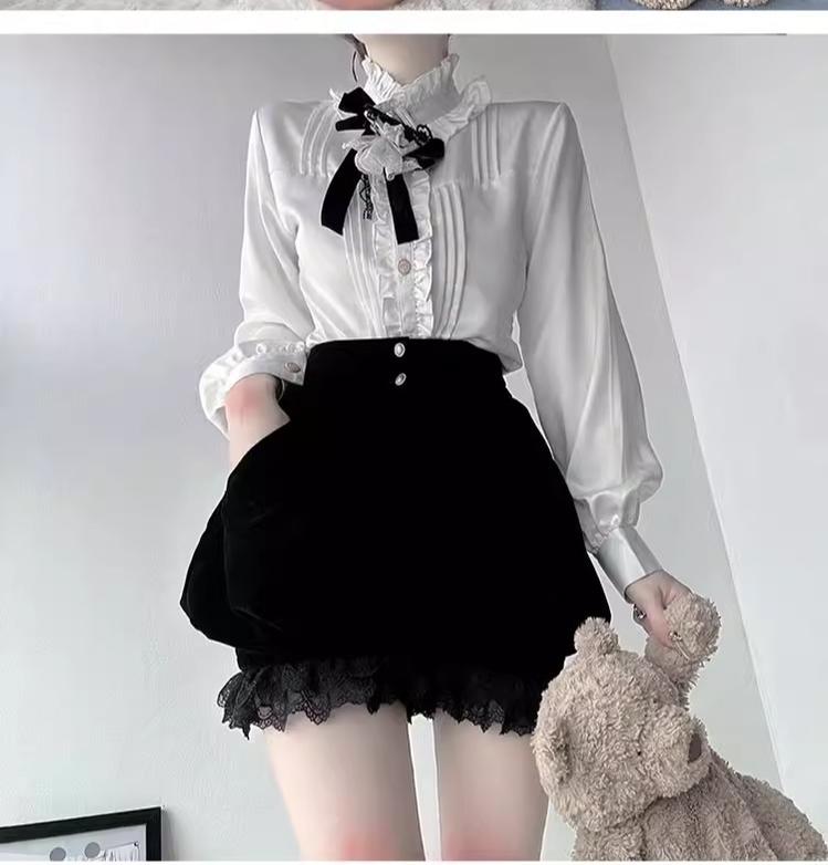 Erosion Heart F-Type - Ouji Lolita Suit Black Velvet Shorts and Skirt - image 34