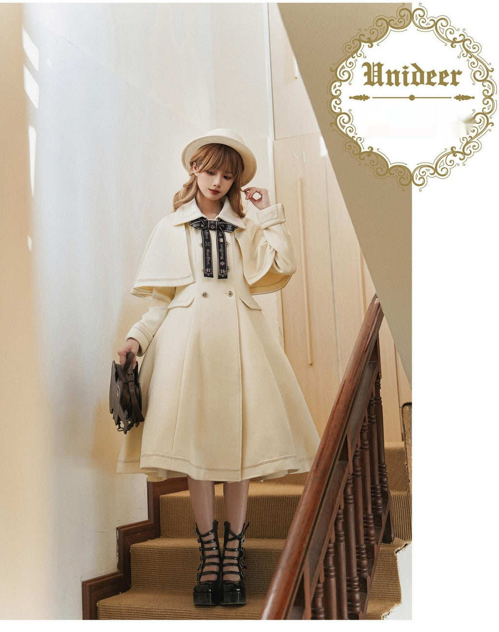 Galaxy Traveler - Classic School Lolita Overcoat with Detachable Cape and Bow - image 14