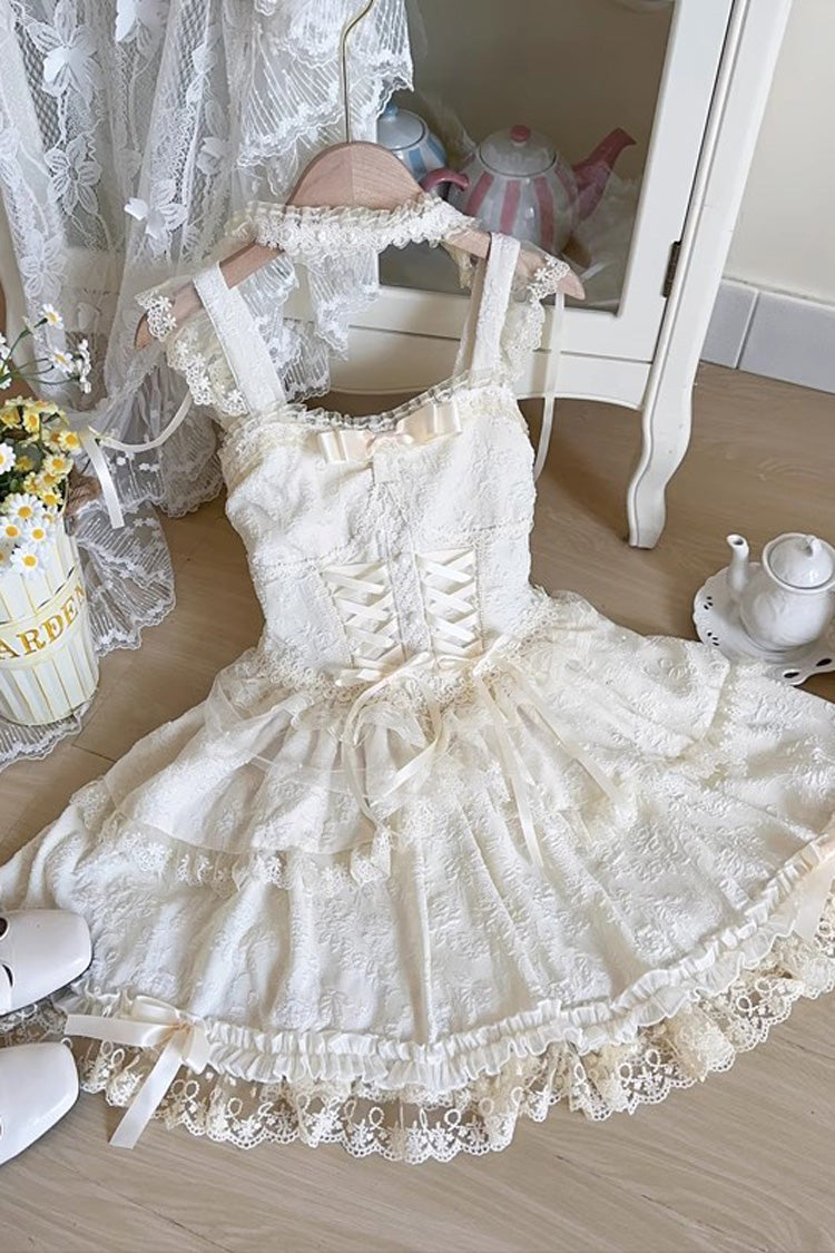 Leiffu - Sleeveless Ruffle Bowknot Lace Lace-Up Sweet Ballet Lolita JSK Dress - image 7