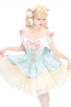 Green Parfait Romance - Sleeveless Ruffle Bowknot Lace Sweet Elegant Ballet Lolita JSK Dress - image 4