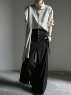 High-Waisted Draped Wide-Leg Ouji Pants - image 5