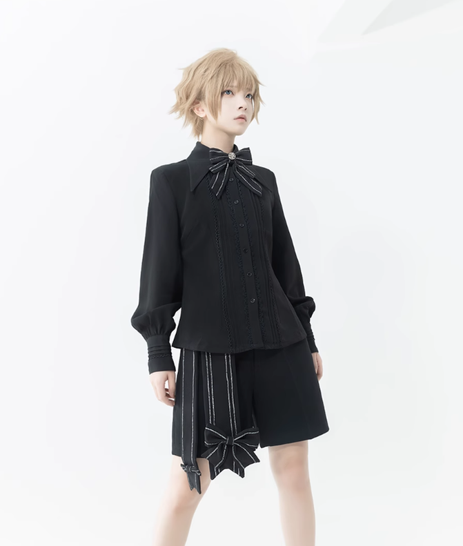 ShenYao - Ouji Vintage Lolita Black Bow Shorts - image 6