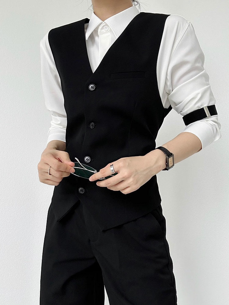ASAE Black V-Neck Ouji Suit Vest - image 3