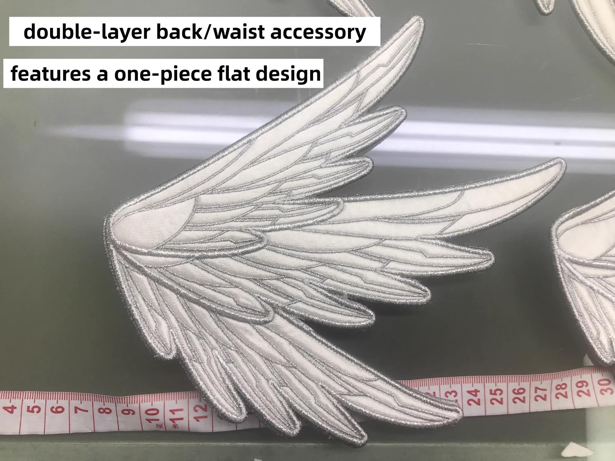 Metallic Angel - Silver-white Punk Lolita JSK, Wing and Rhinestone Details - image 25