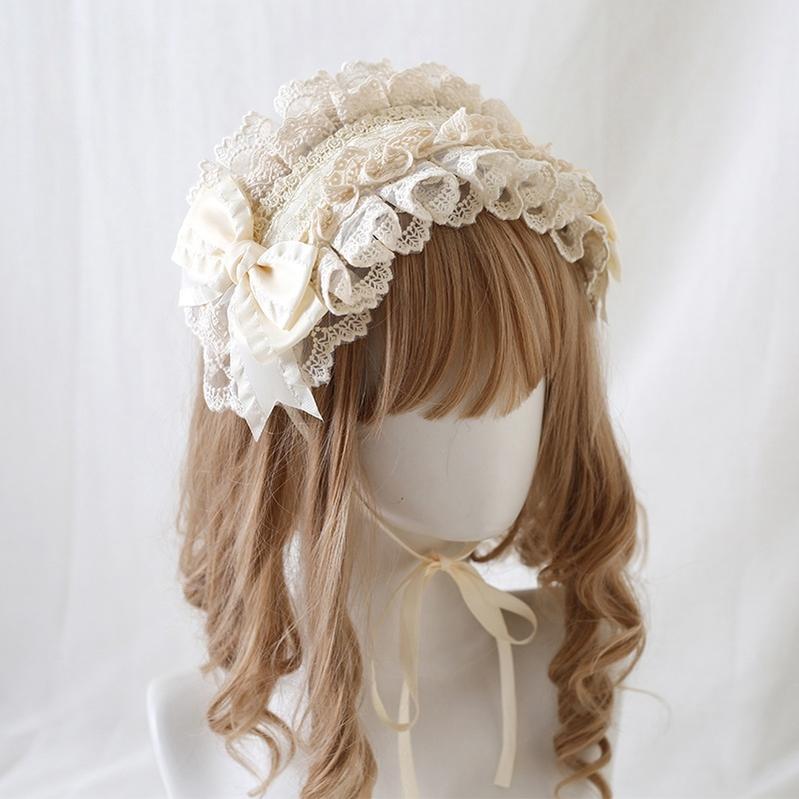 Elegant Lolita Ivory Lace Hair Band - image 1