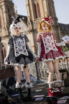 Letters and Poems · Doll Mask - Poker Clown Long Sleeves Ruffled Bow Gothic Lolita Dress Set - image 2