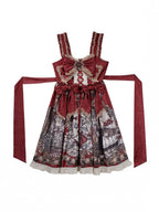 Wine and Beige Floral Lolita JSK Set with Puff-Sleeve Top and Arm Sleeves - image 7