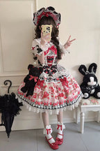 Sweet Berry Bunny Bear - Printed Bow Lace Lace-Up Sweet Lolita JSK Dress - image 5