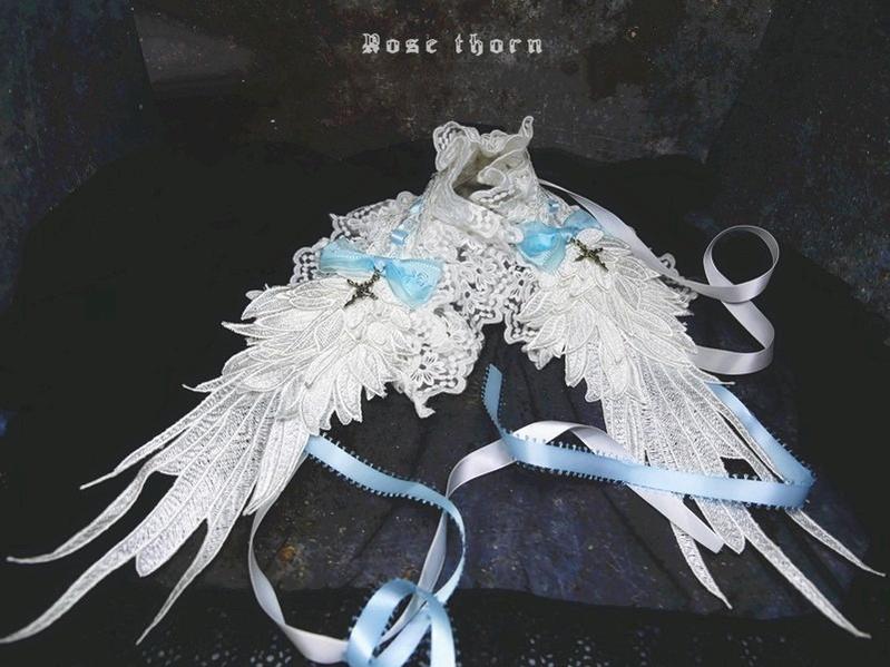Rose Thorn Angel Wings Embroidered Elegant Lolita Headband - image 14