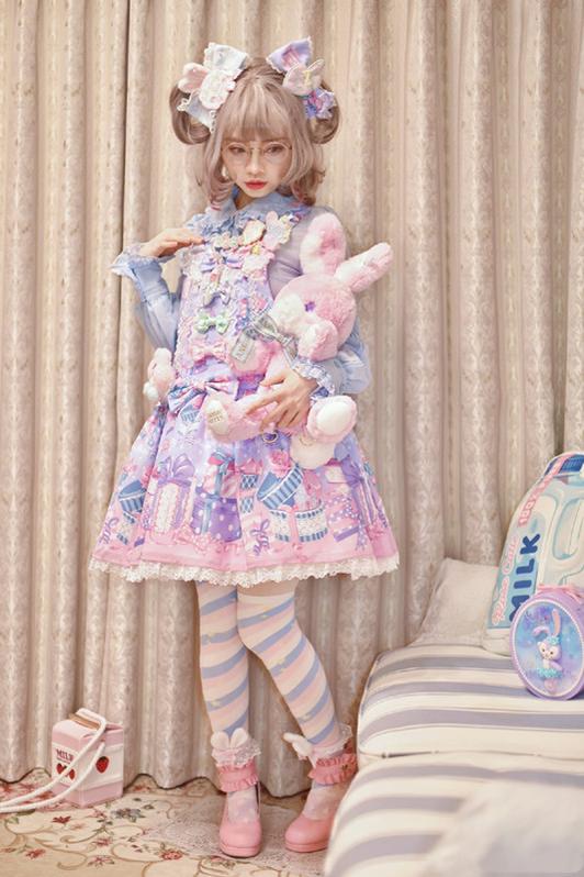 Macaron Lolita Cute Stripe Socks - image 19