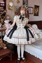 Bear’s Holiday - Sleeveless Double-Layered Ruffled Embroidered Bow Sweet Lolita JSK Dress - image 1