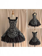 Silver and Black Ruffled JSK Gothic Lily - Miss Point - image 1