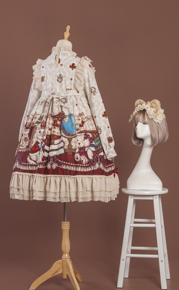 Crown Bear - Kawaii Daily Lolita Long OP Dress - image 10