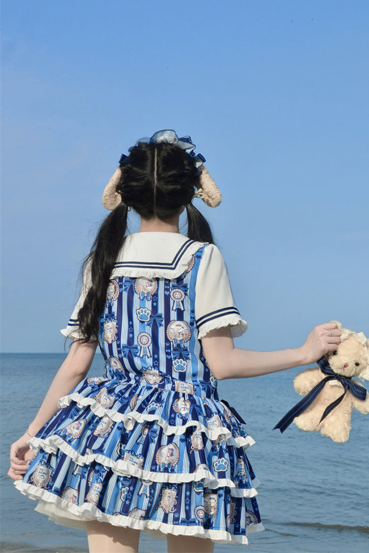 Glory of the Dog - Sweet Lolita Navy-Collar OP Dress in 2 Blues - image 7