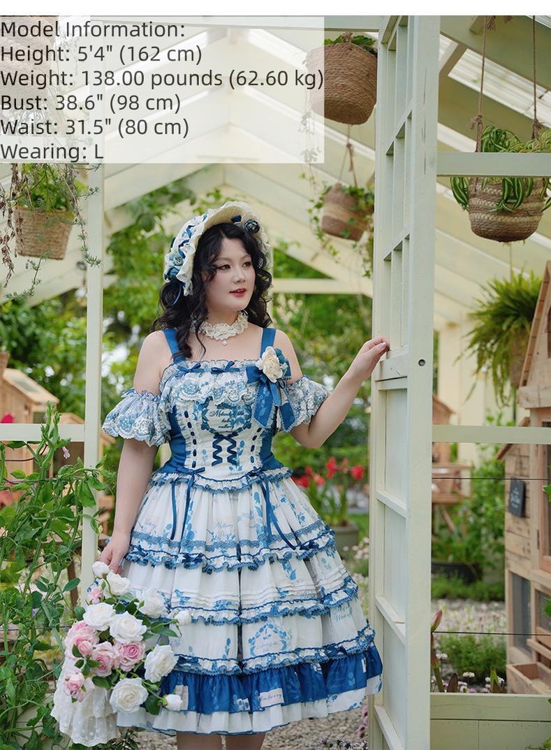 Mulberry Poetry Collection - Plus Size Lolita Printed Top & Skirt Set with Embroidery - image 4