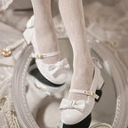 Elegant Lolita Bownot Retro High Heel Shoes - image 6
