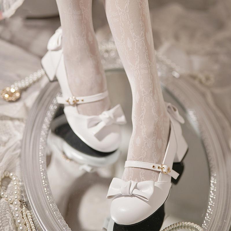 Elegant Lolita Bownot Retro High Heel Shoes - image 6