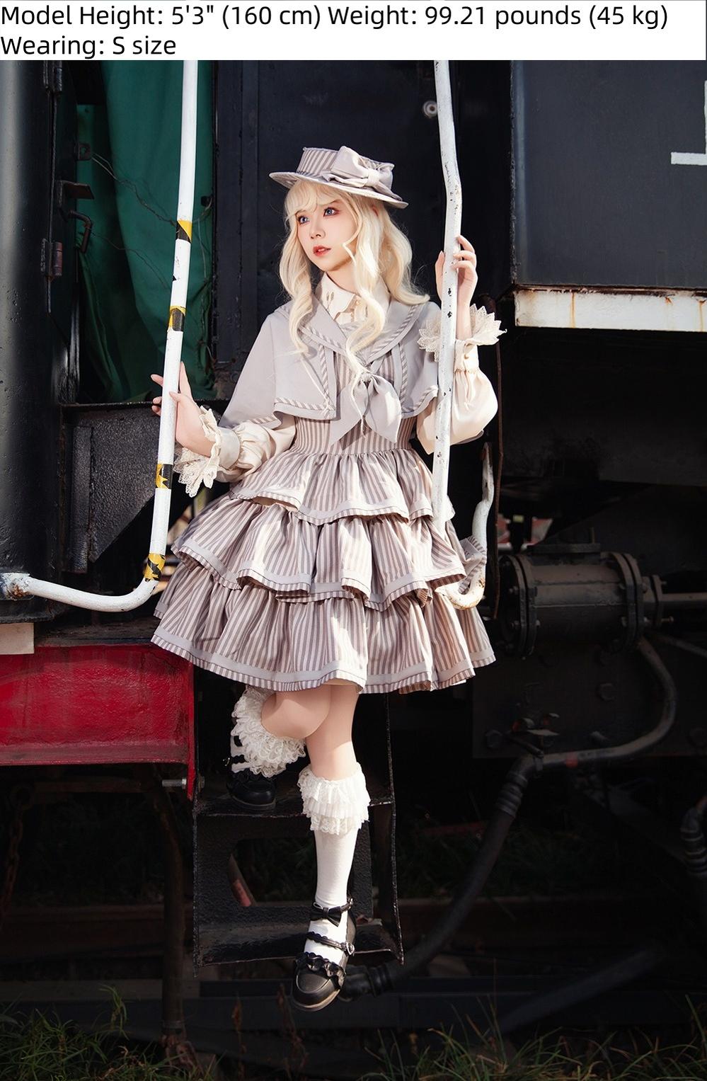 From Afar - Vintage Striped Peppy-Style Lolita JSK & Cape - image 6