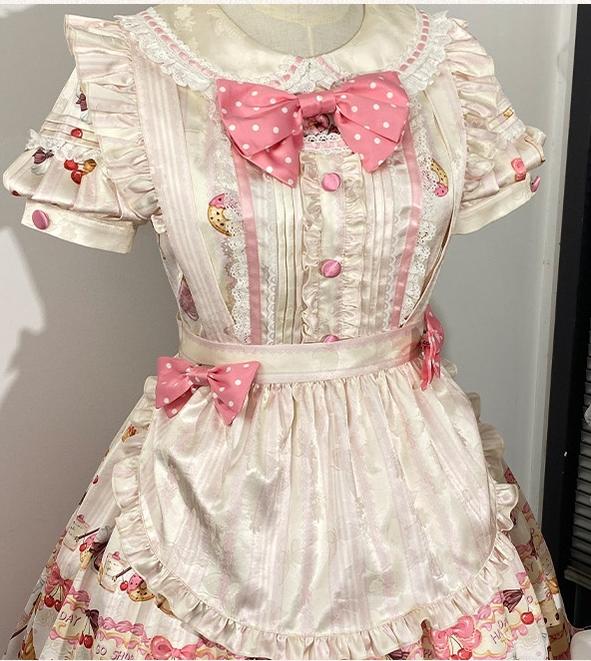 Full Sugar Bakery - Sweet Lolita Puppy Dessert Print OP Dress with Bows and Accessories - image 14