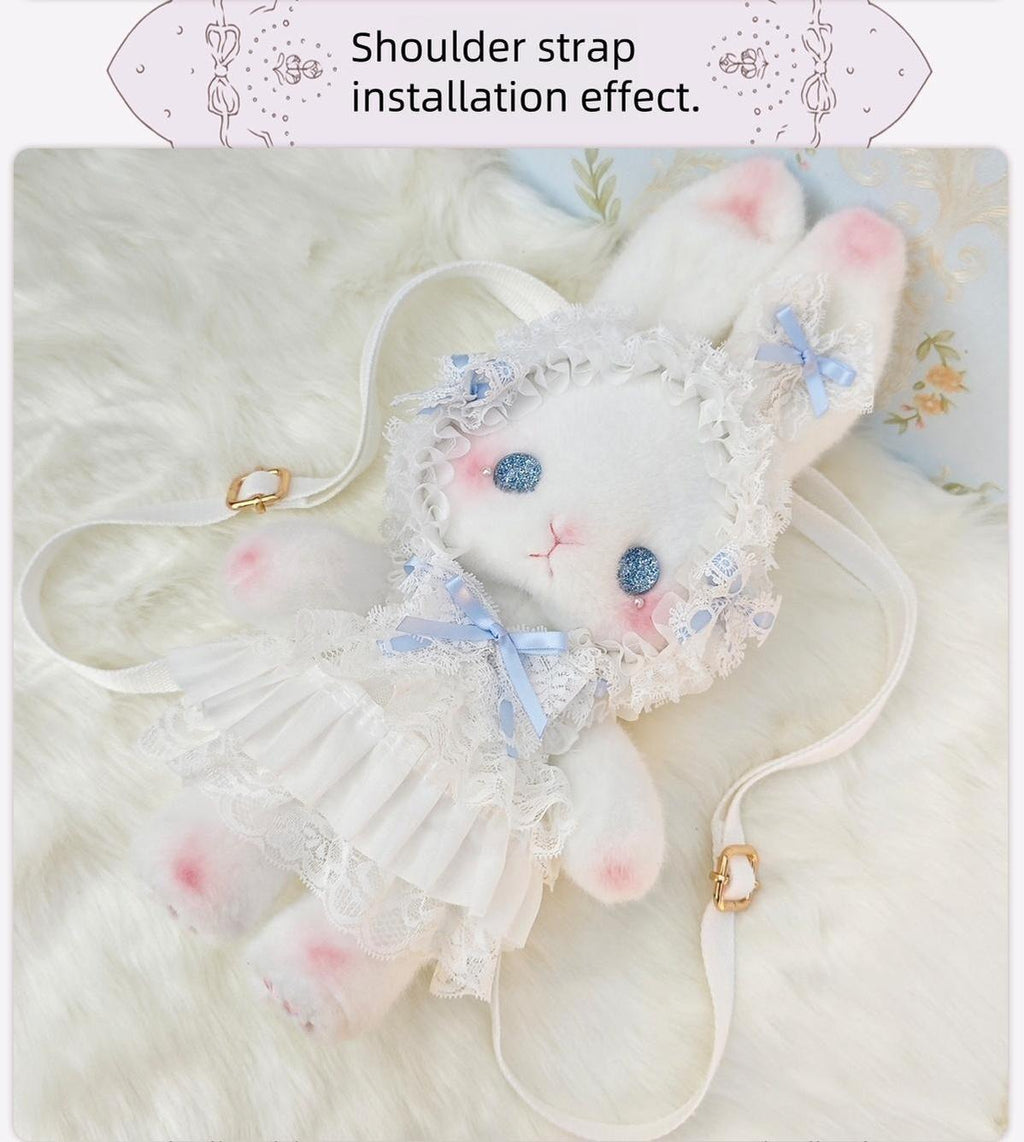 Posable Plush Bunny Lolita Bag with Detachable Pearl Chains - image 11
