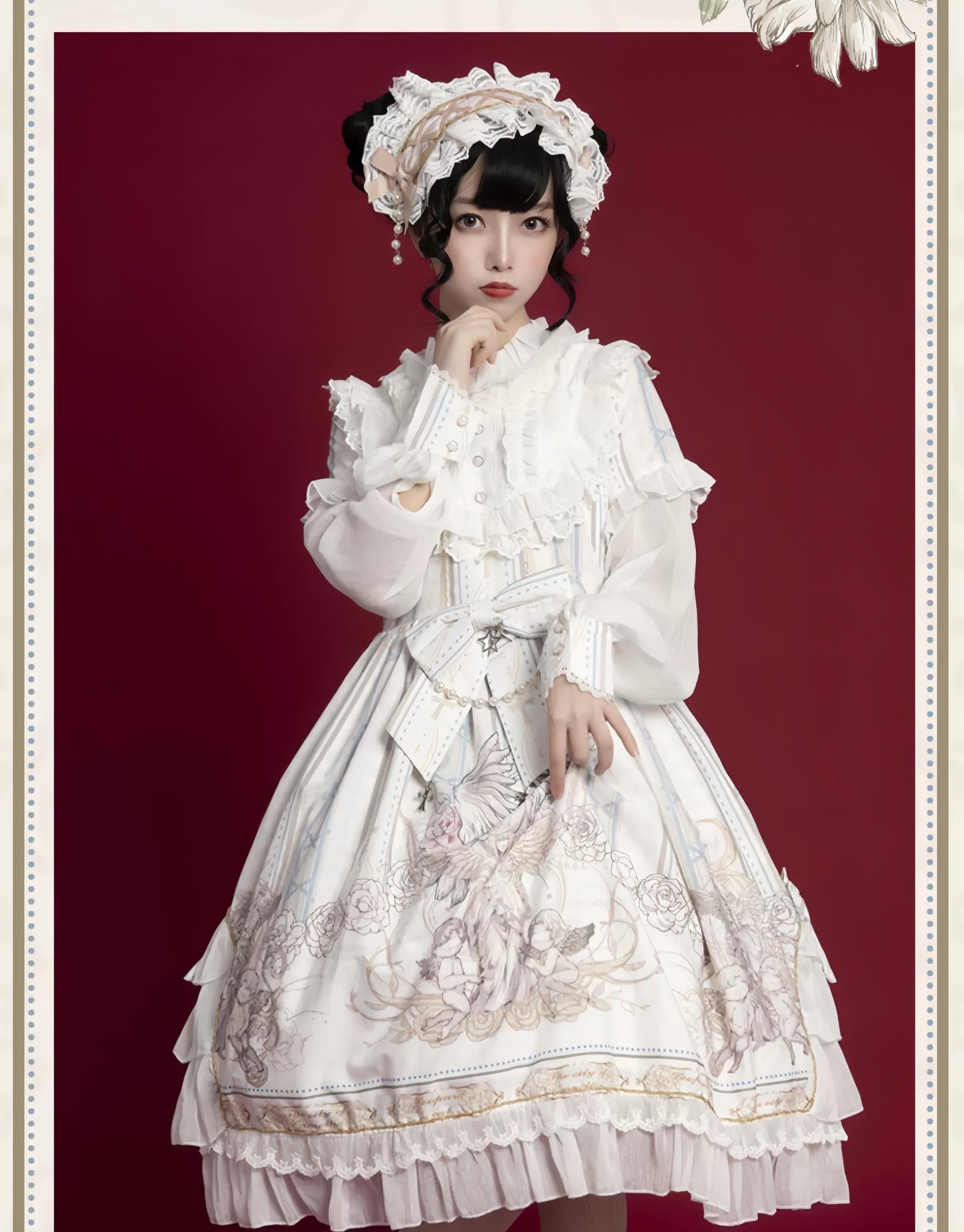 Chiffon Classic Lolita OP Dress, Long Sleeve - image 2