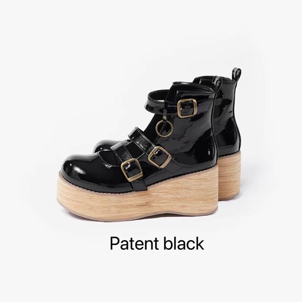 Retro Lolita Platform Shoes Round Toe Thick Sole - image 18